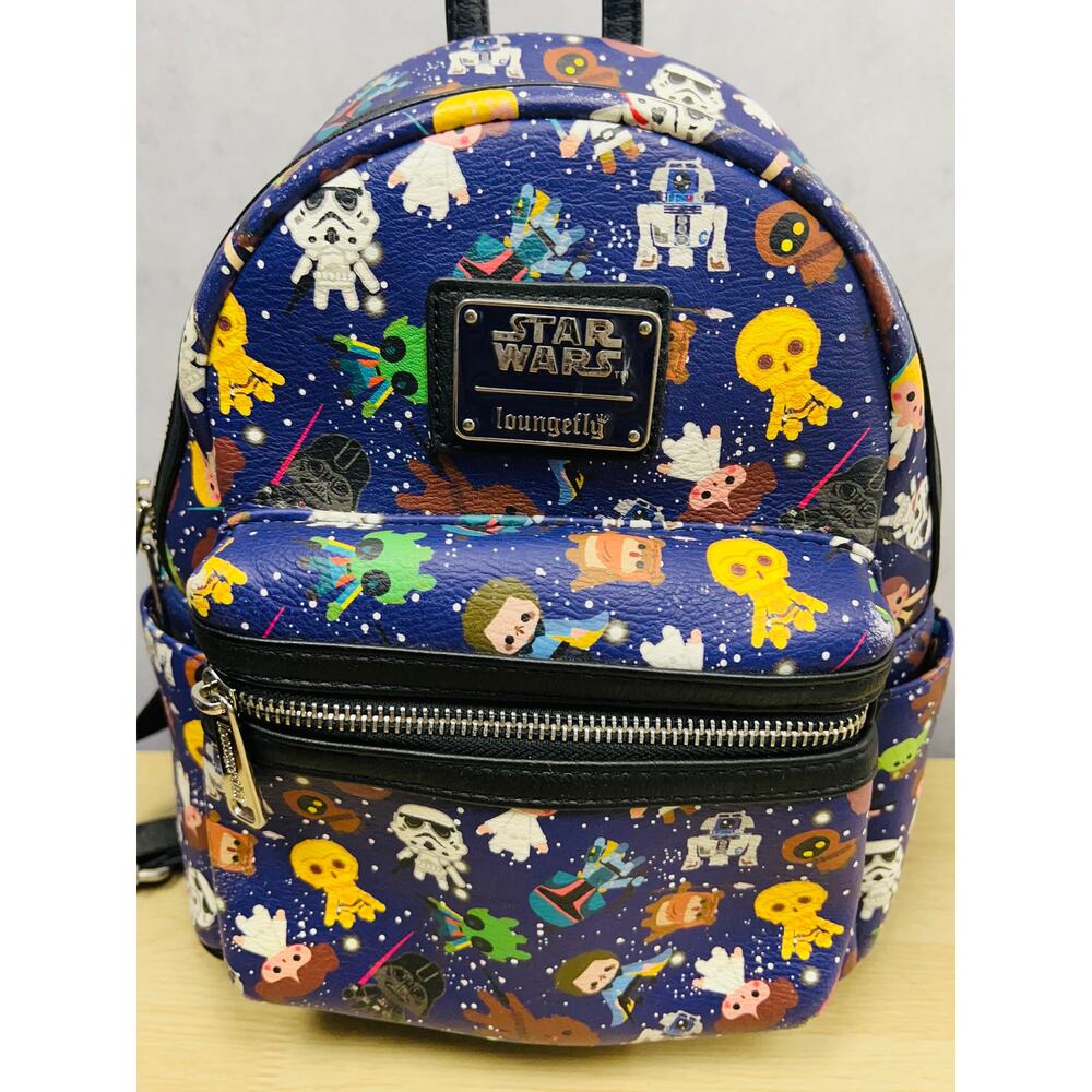 Disney Parks Star Wars Lounge fly SChibi Characters Cute Mini Backpack Like New - Picture 4 of 10